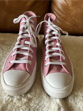 Converse Pink High-Top Canvas Sneakers with White Soles